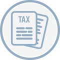 The image depicts tax documents, likely representing taxation, financial records, or compliance